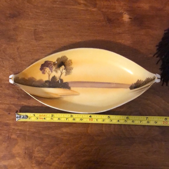 Japan Porcelain Ceramic Dish Oblong Shape Island Sea Landscape - Picture 2 of 6